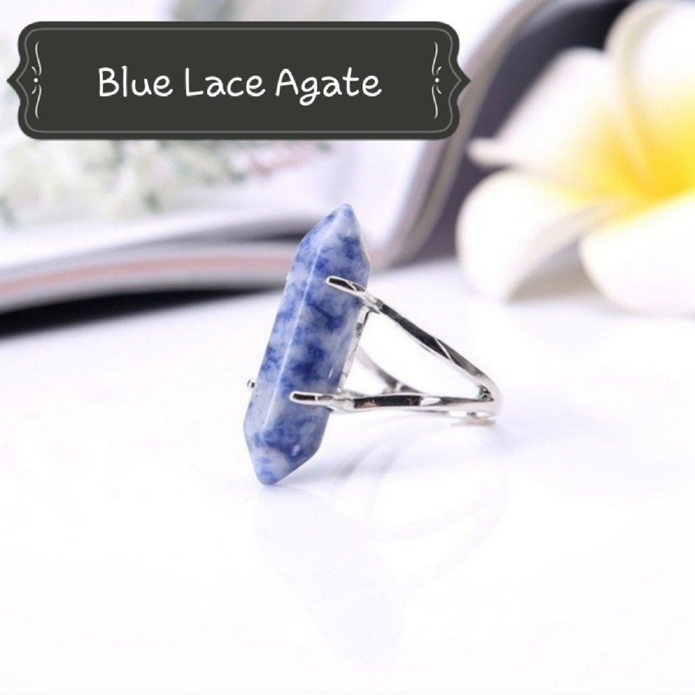 🎆Blue Lace Agate Crystal Ring🎆